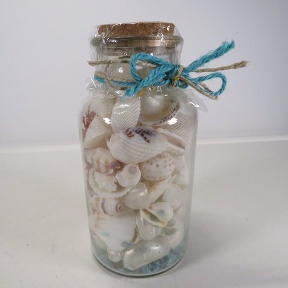 Jar of REAL white sea shells w dried red sea fan, Glass w cork lid (over 1 pound - Picture 5 of 10